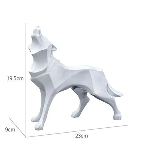 Escultura Decorativa Lobo Uivando - Branco