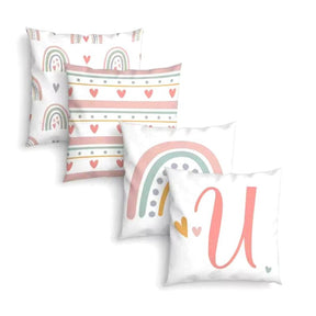Conjunto 4 Capas para Almofadas Boho Arco - Íris Personalizadas com Inicial - Espaço Lar