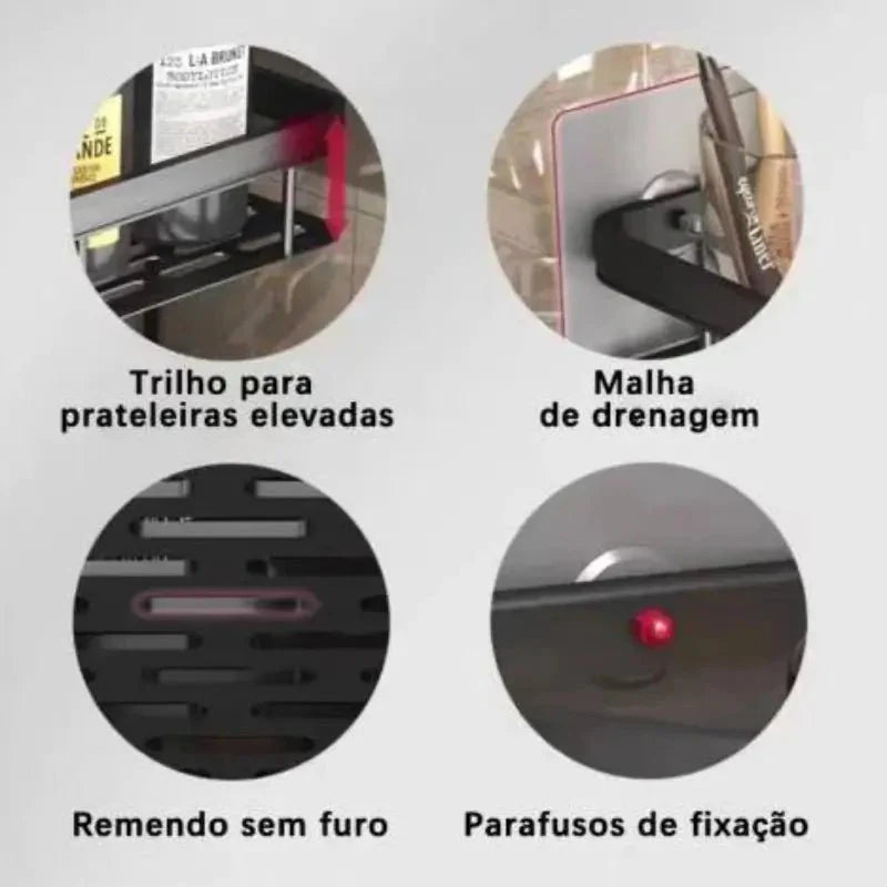 Conjunto com 2 Prateleiras para banheiro em alumínio preta