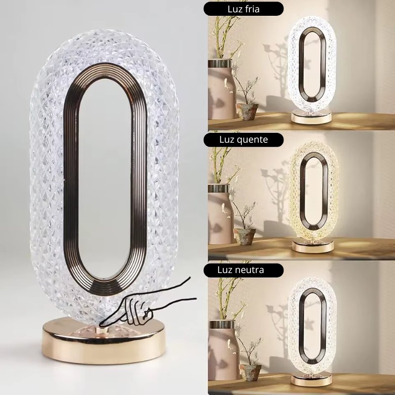 Luminária de Mesa Cristale Oval Luxuosa