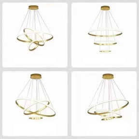 Lustre LED 3 Anéis pendentes 220V - Dimerizável para Sala de Estar e Jantar