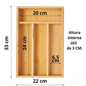 Porta Talheres Organizador de Gaveta com 4 Divisórias